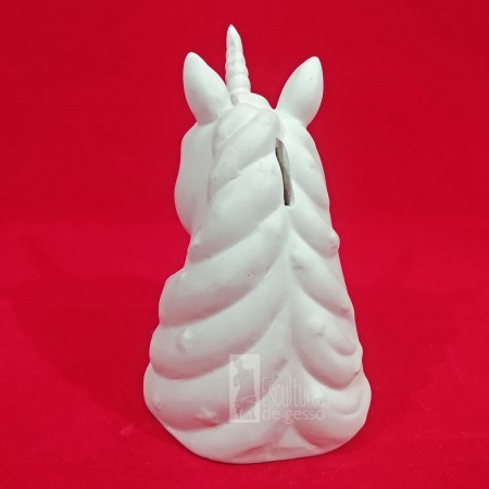 Cofre Unicórnio 22cm Escultura de  Gesso Cru