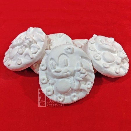 Sonic no Anel 6cm em Gesso Cru