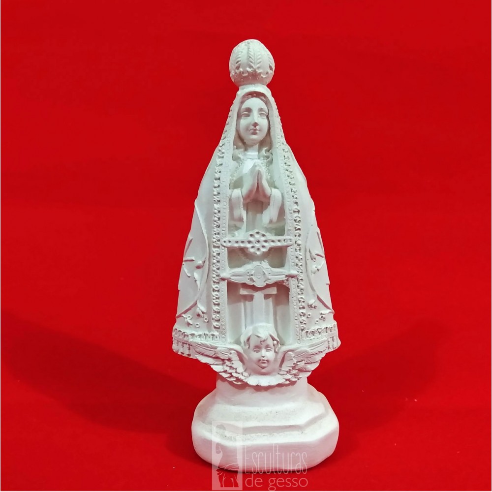 Imagem Nossa Senhora Aparecida com Bandeiras Gesso Cru 15cm