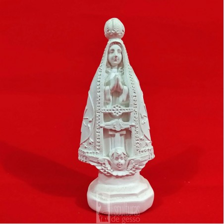 Imagem Nossa Senhora Aparecida com Bandeiras Gesso Cru 15cm