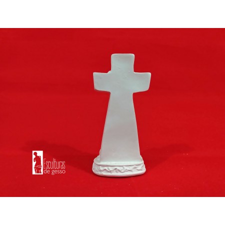 Anjo na Cruz Rezando em Gesso Cru 11cm