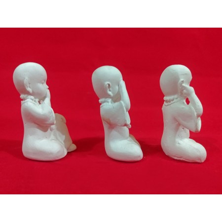 Escultura Buda Cego, surdo e mudo 8cm