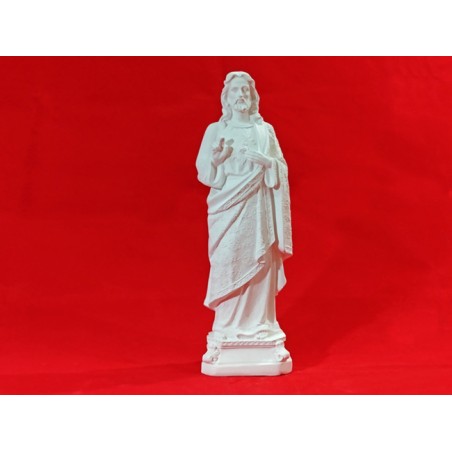 Imagem Sagrado Coração de Jesus Bordado Gesso Cru 28cm