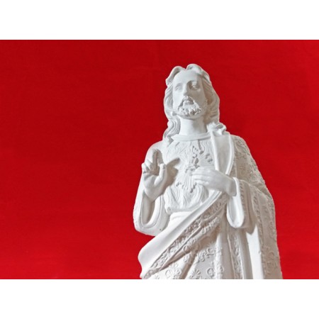 Imagem Sagrado Coração de Jesus Bordado Gesso Cru 28cm