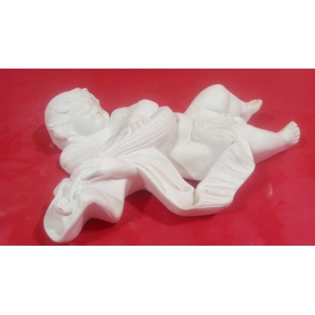 Anjo da Guarda de Parede com Bandolim Gesso Cru 25cm