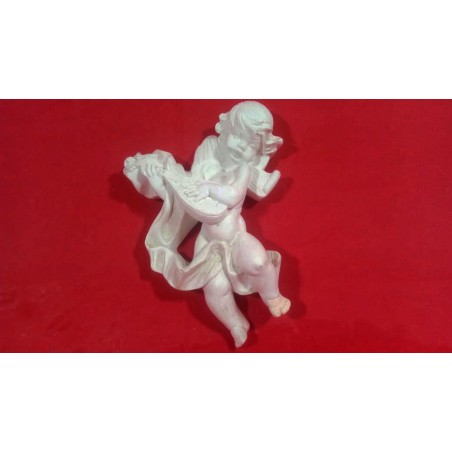 Anjo da Guarda de Parede com Bandolim Gesso Cru 25cm