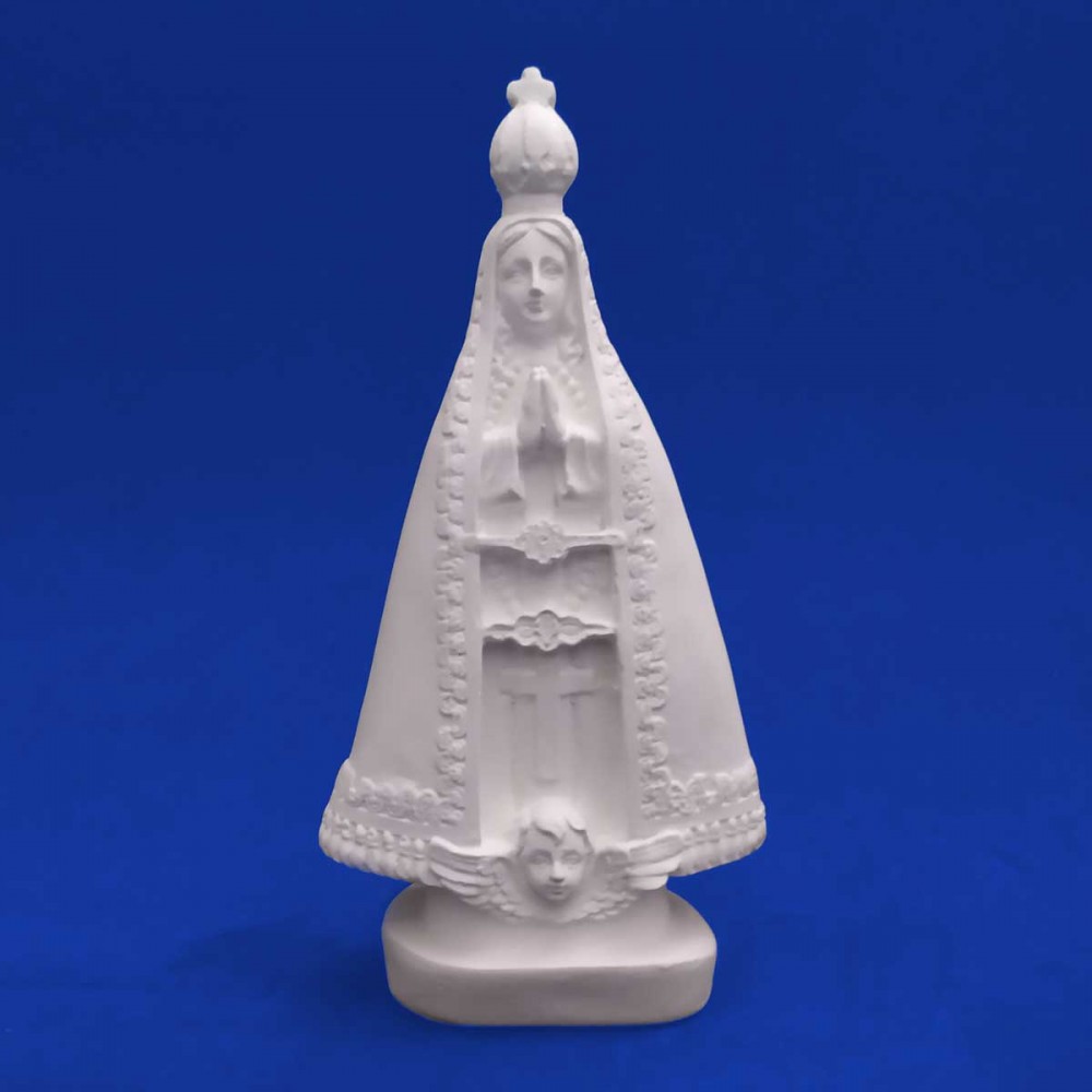 Imagem Nossa Senhora Aparecida 22cm com Bordas Manto Liso Gesso Cru