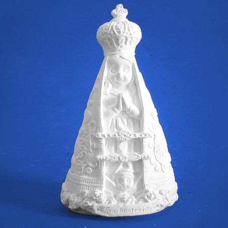14 cm Nossa Senhora Aparecida Criança Gesso Cru Manto Bordado