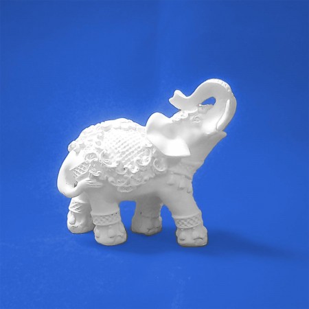 14cm Elefante Bordado em Gesso Cru