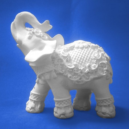 14cm Elefante Bordado em Gesso Cru