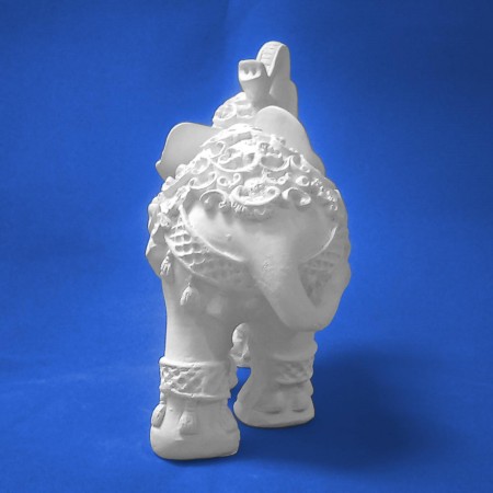 14cm Elefante Bordado em Gesso Cru