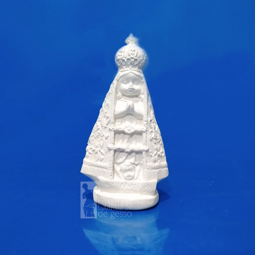Imagem Nossa Senhora Aparecida Baby Manto Bordado 10cm Gesso Cru