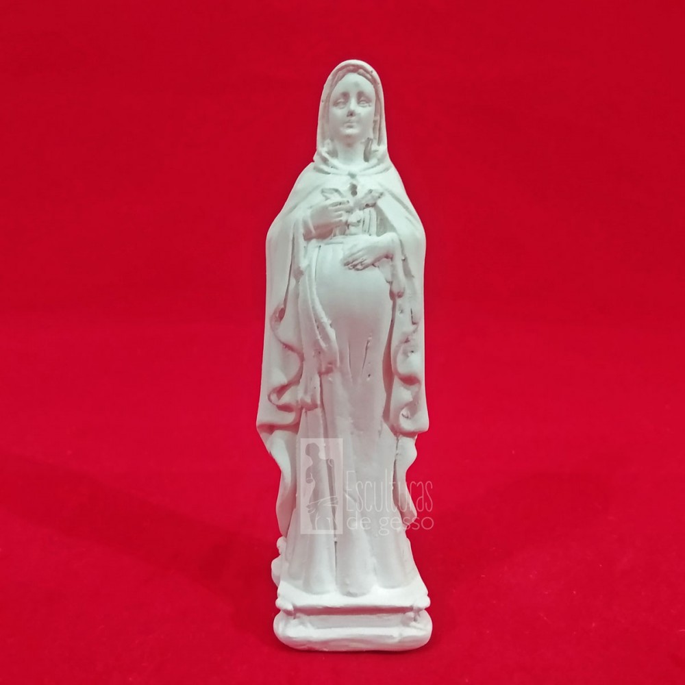 Imagem Nossa Senhora Grávida com Divino Gesso Cru 15cm